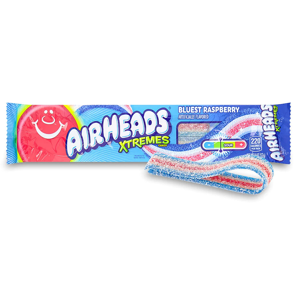 Airheads Xtremes Bluest Raspberry Belts - Sugar Life Candy