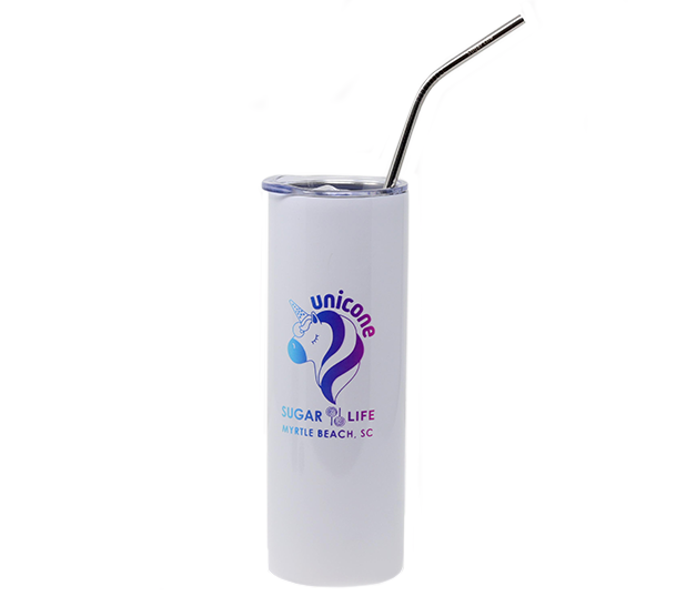 Skinny Unicone White Tumbler 20oz