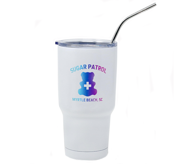 Sugar Life Sugar Patrol White Metal Tumbler 30 OZ.