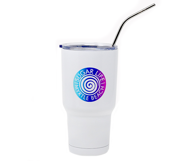 Candy Swirl White Metal Tumbler 30oz