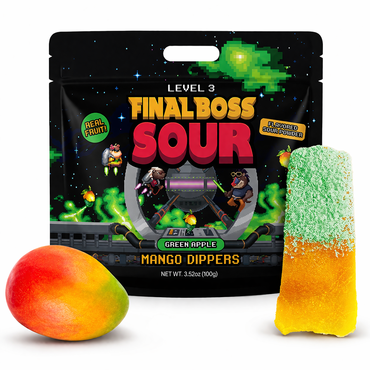 Final Boss Sours Level 3 Mango Dippers Green Apple