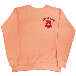 Sugar Life Fuzzy Crewneck Neon Pastel Peach - Adult