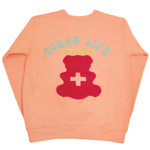 Sugar Life Fuzzy Crewneck Neon Pastel Peach - Adult