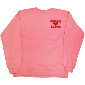 Sugar Life Fuzzy Crewneck Neon Pastel Pink - Adult