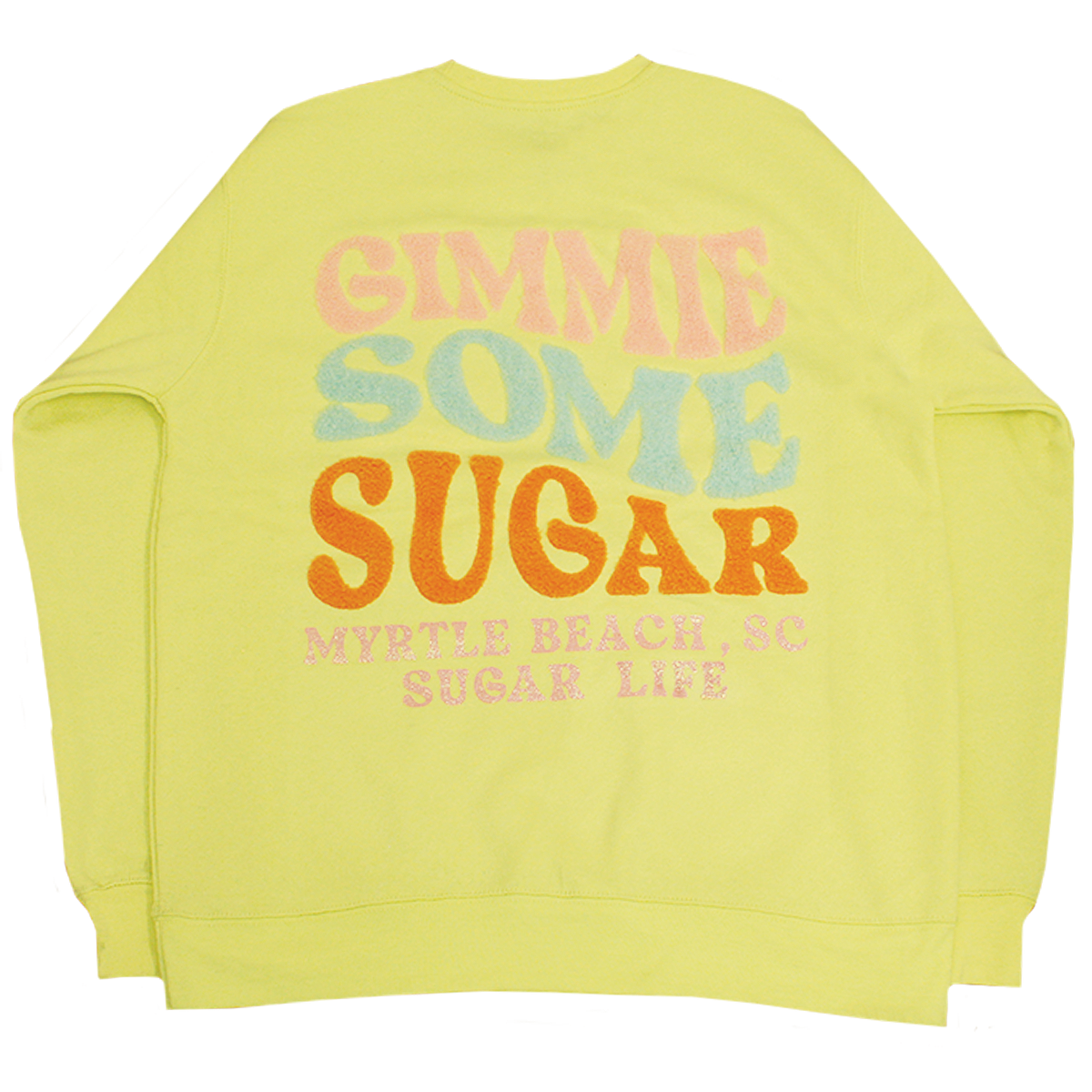 Sugar Life Fuzzy Crewneck Neon Pastel Yellow - Adult