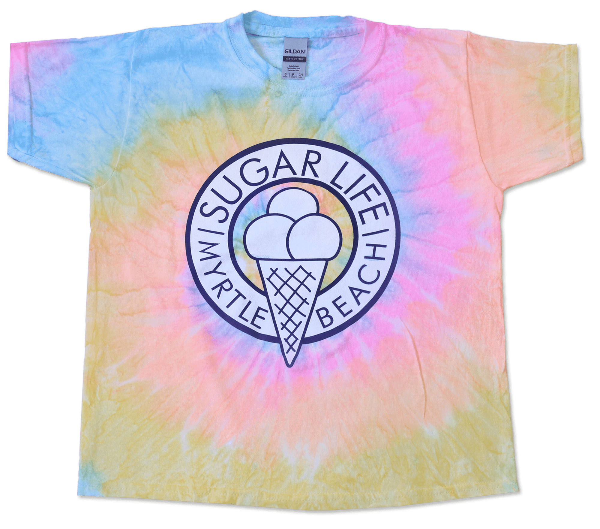 Ice Cream Cone Kids T-Shirt - Rainbow Sherbet Tie Dye
