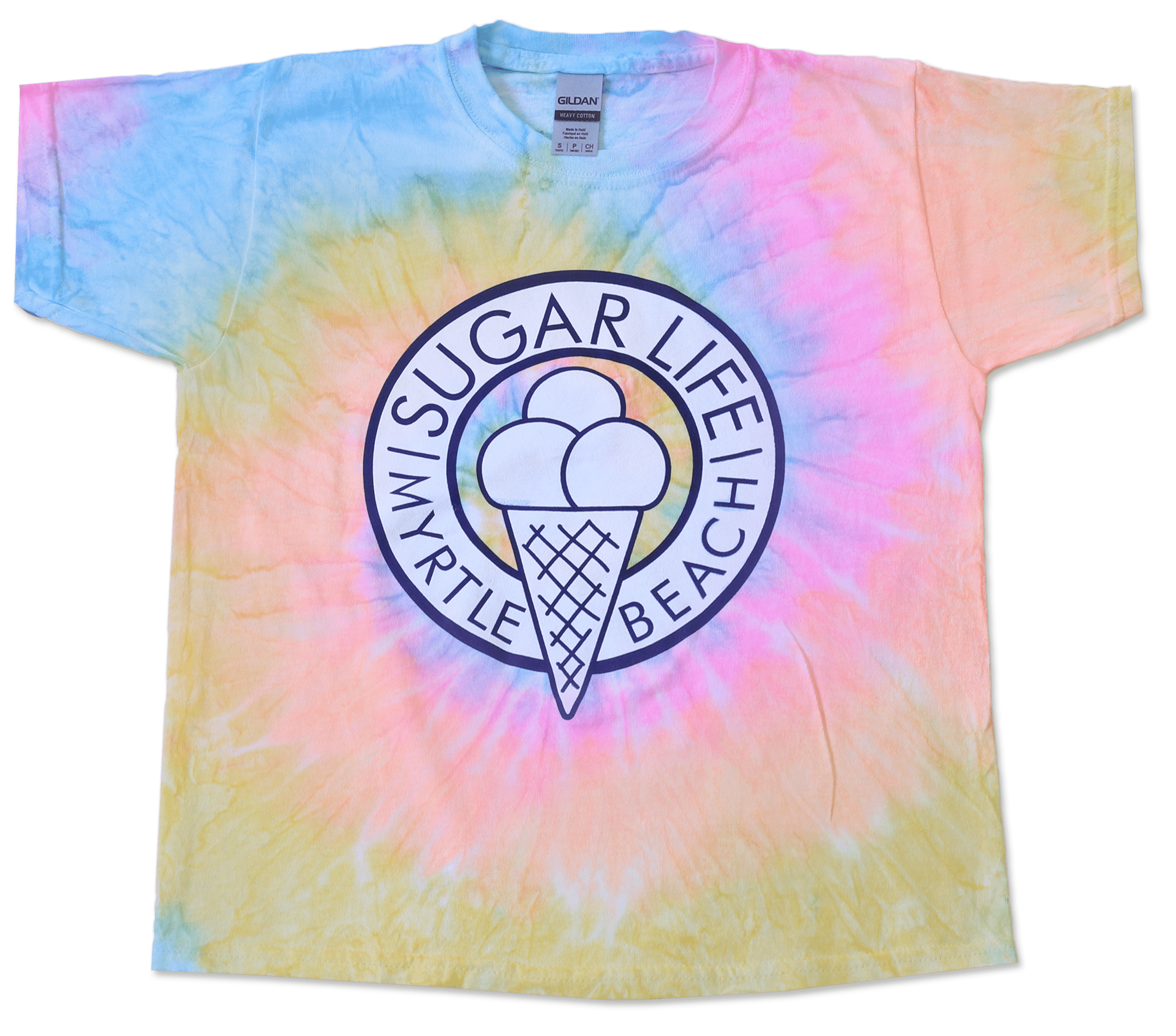 Ice Cream Cone Kids T-Shirt - Rainbow Sherbet Tie Dye