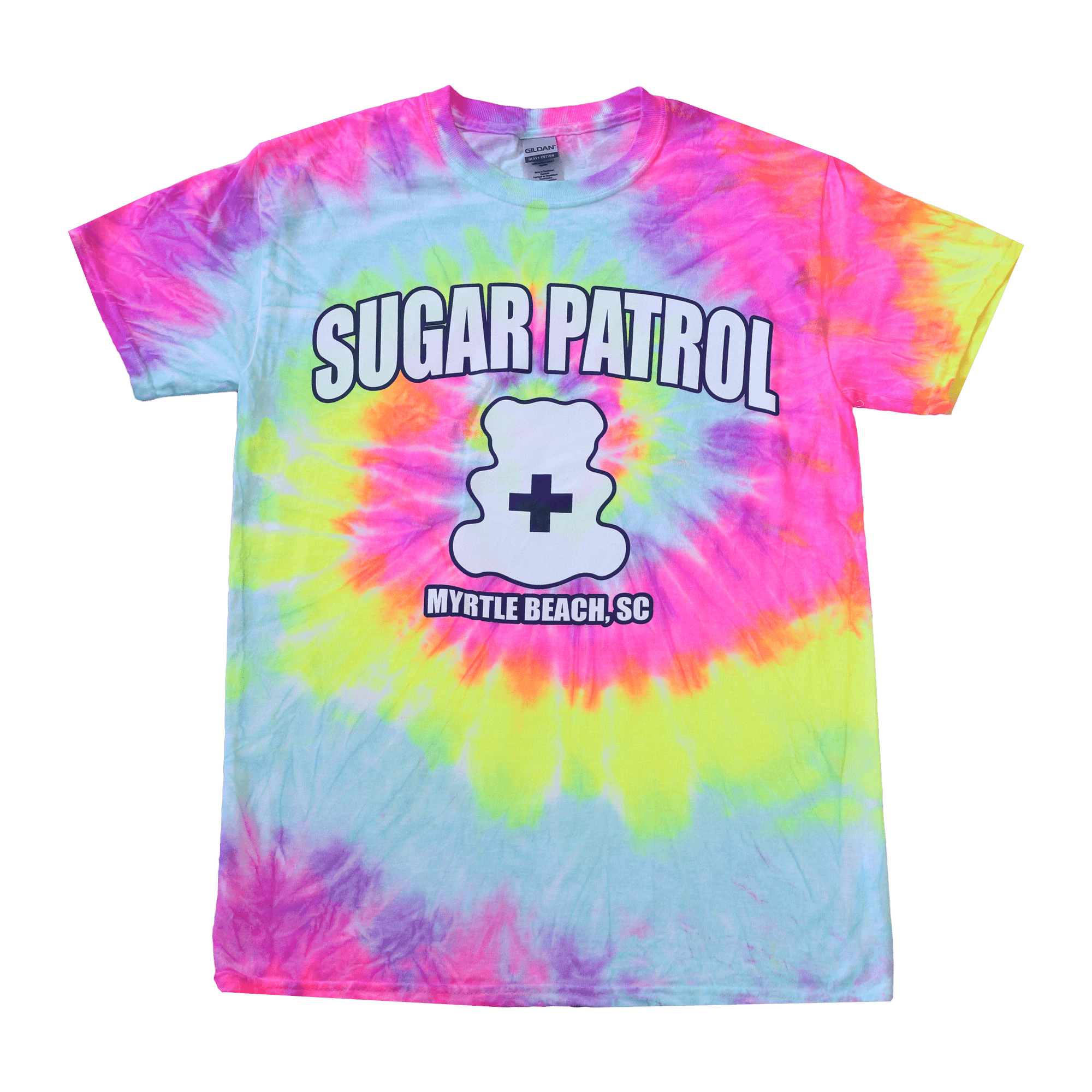 Sugar Patrol T-Shirt - Neon Rainbow Tie Dye
