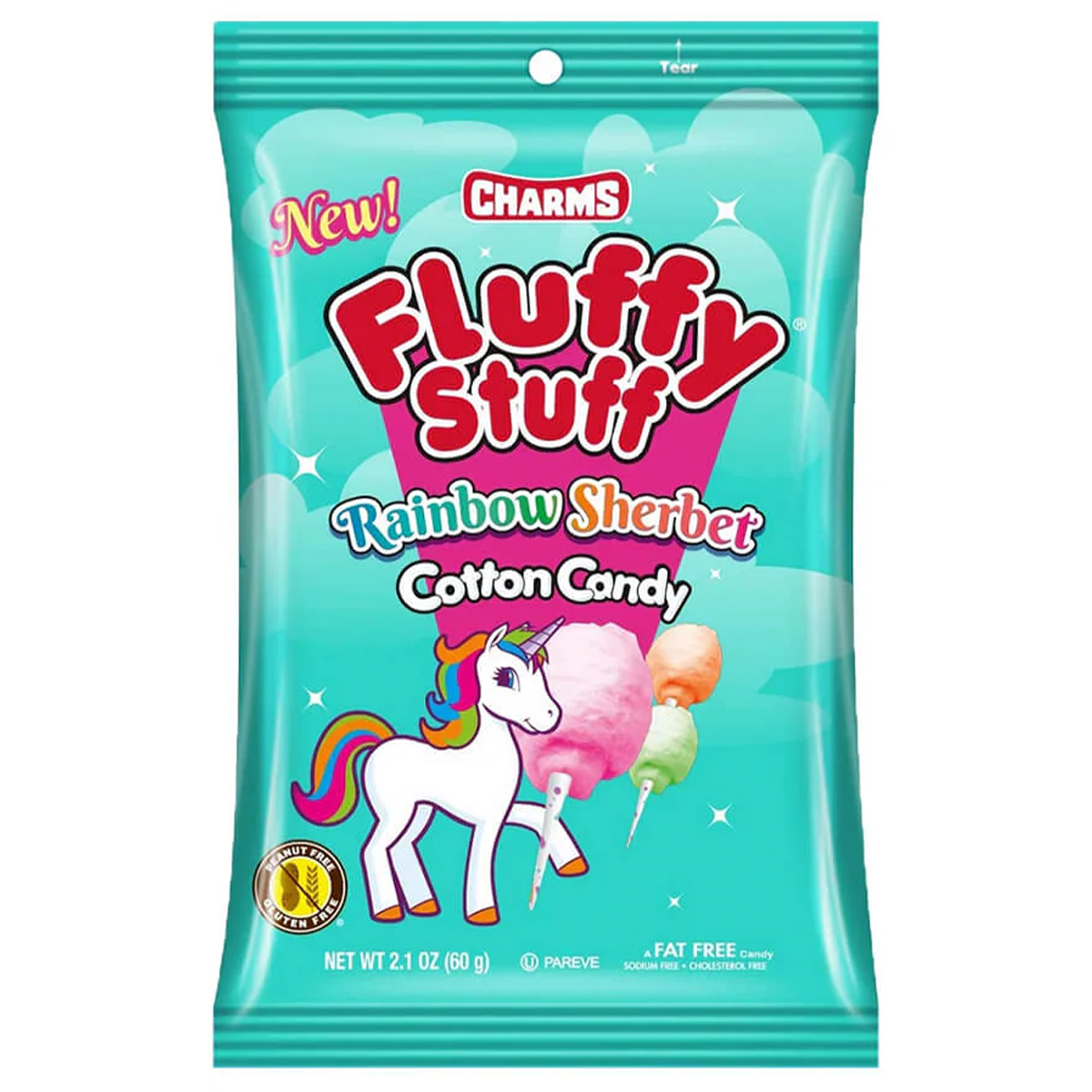 Charms Fluffy Stuff Cotton Candy Rainbow Sherbet