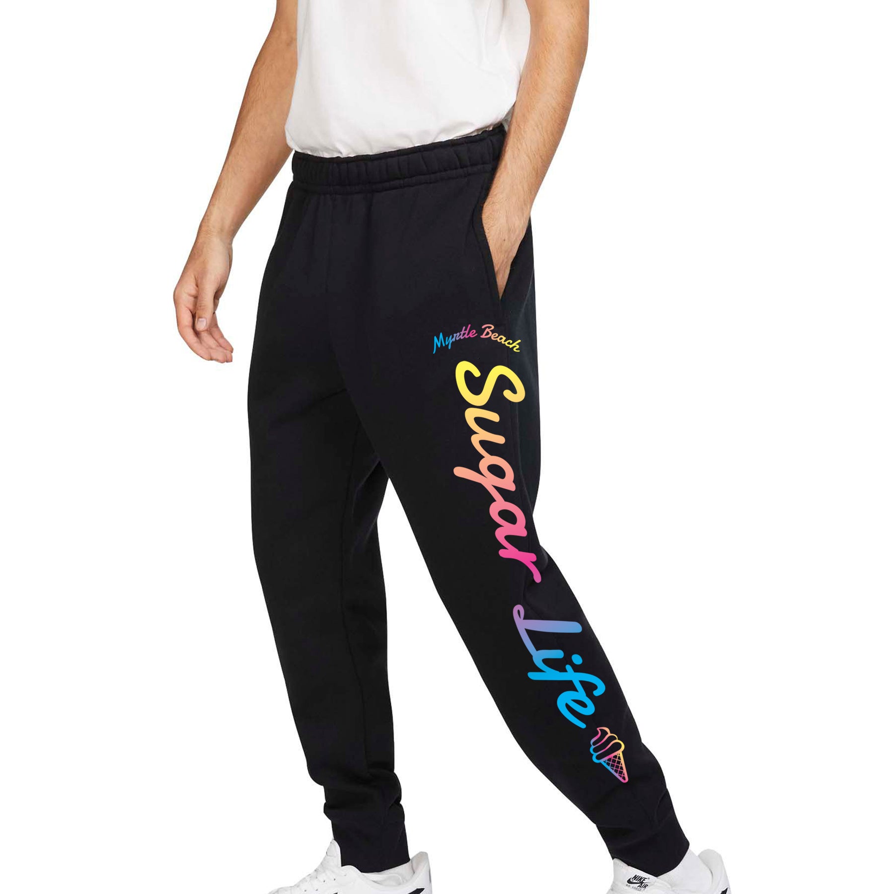 Sugar Life Swirl Sweat Pants Black Adult - Sugar Life Candy