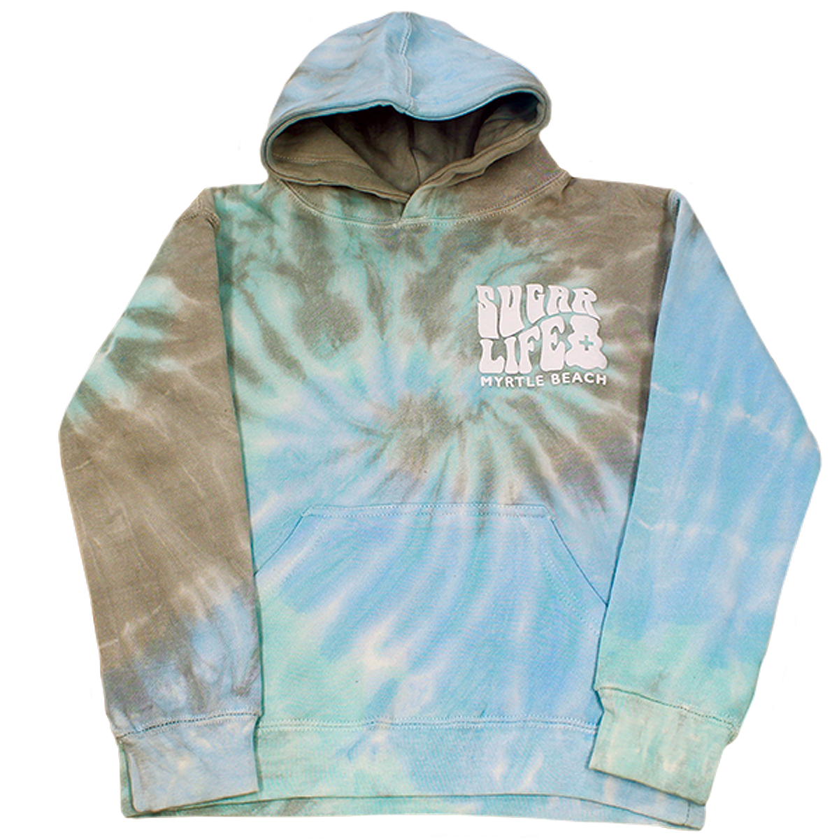 Sugar Life Tie Dye Hoodie Light Blue Grey Youth