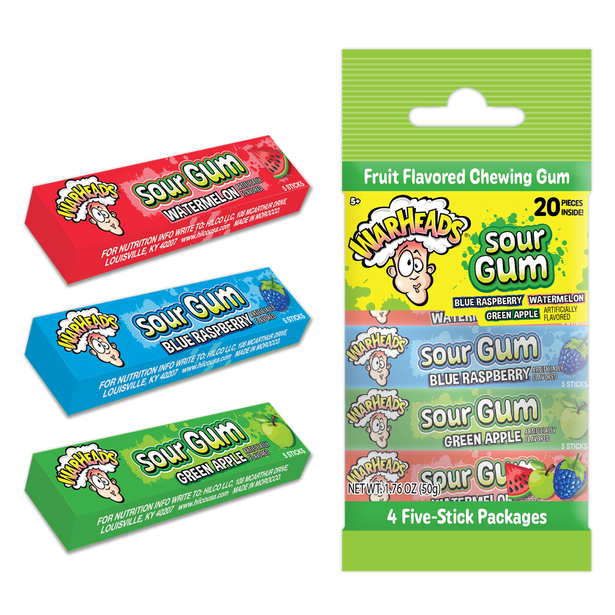 Warheads Sour Gum 4pk