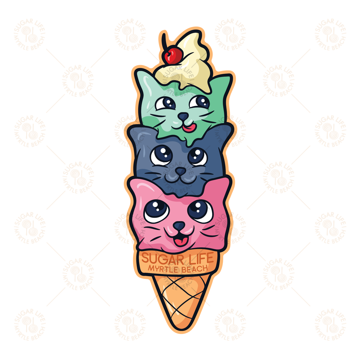 Sugar Life Cat Scoop Stack Sticker