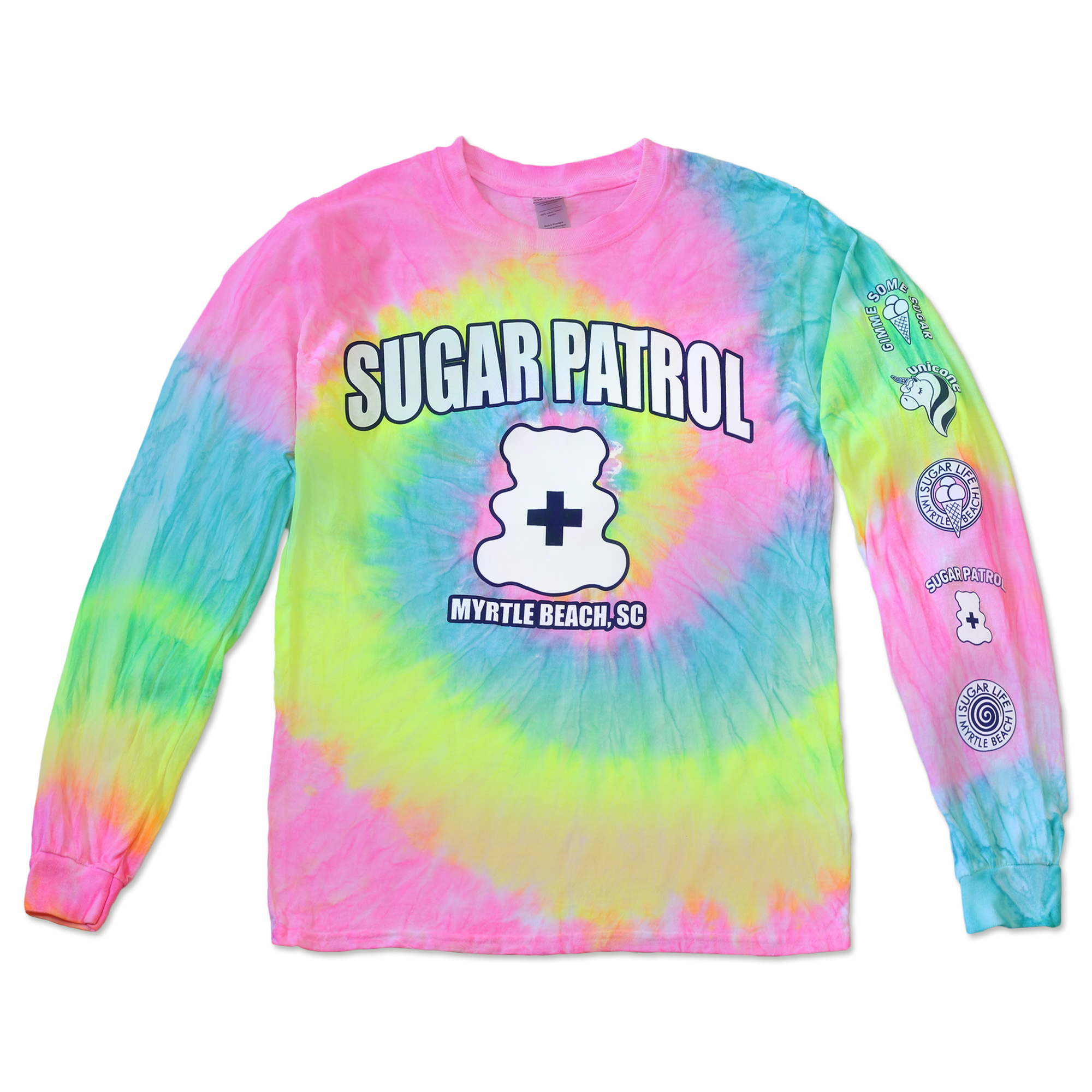 Sugar Life "Sugar Patrol" Neon Rainbow Tie Dye - Long Sleeve