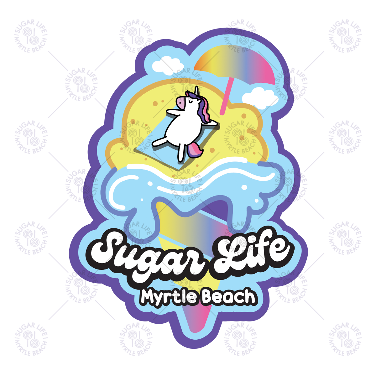 Sugar Life Unicorn Beach Cone - Sticker