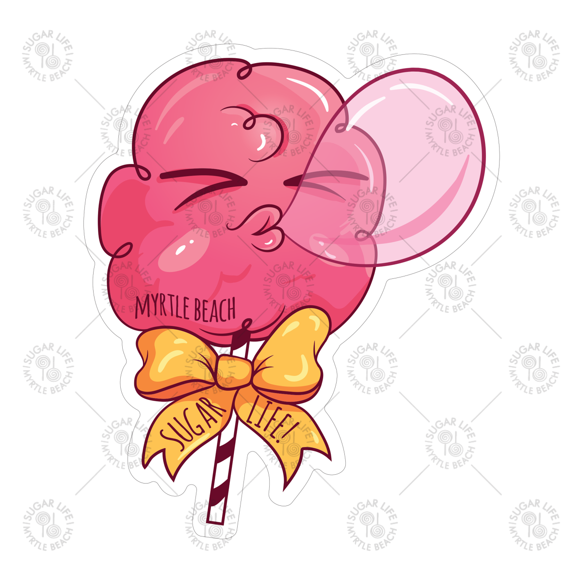 Sugar Life Cotton Candy Blowing Bubble Sticker