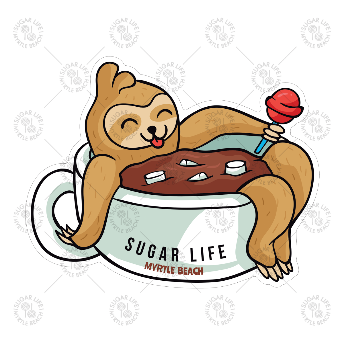 Sugar Life Sloth Hot Chocolate Bath Sticker
