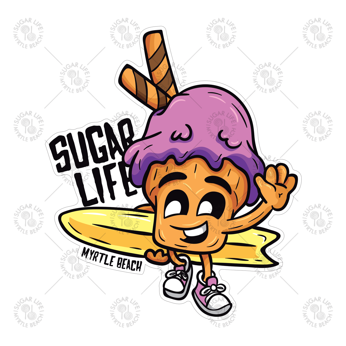 Sugar Life Surfs Up Cone Sticker